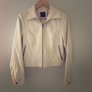 Limited Cream Bomber Jacket with Zippered Pockets
